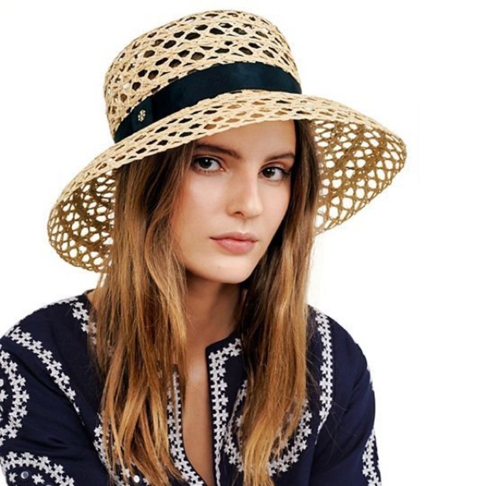 New Tory Burch Woven Straw Capeline Hat - Natural